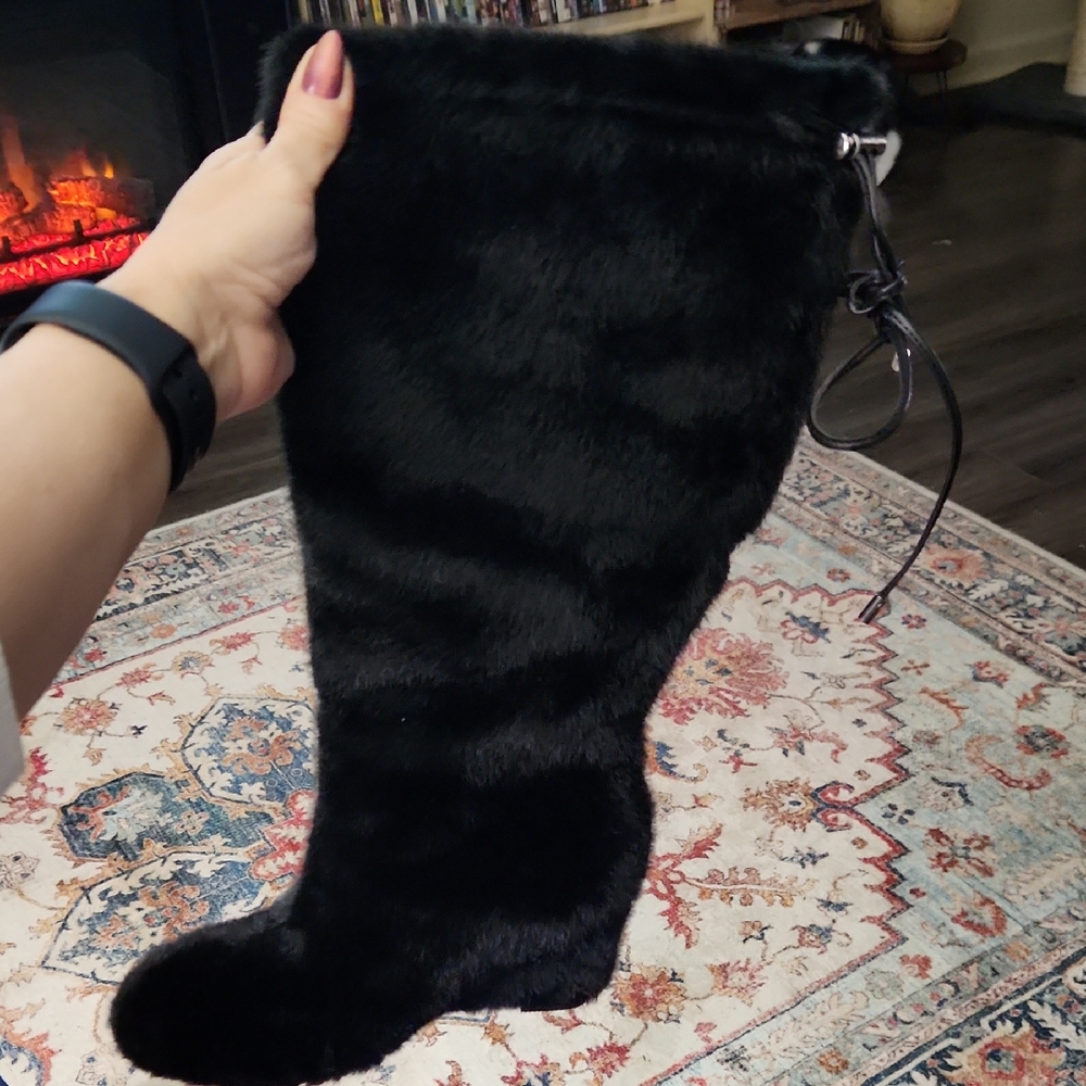 Women's Faux Fur Black Knee High Boots